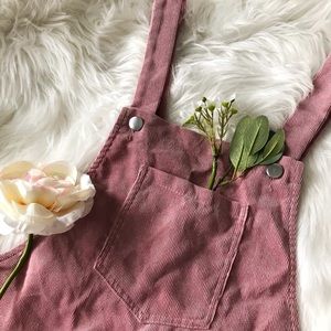 Light pink overall corduroy dress
